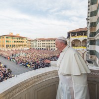 Papa Francesco sul Pulpito di Donatello con il vescovo